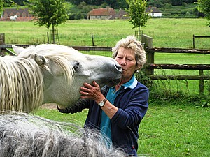 IONA - giving a goodbye kiss to Mother before leaving for Dorset.